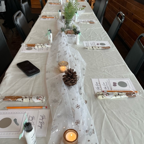 Snowflake Runner Silver 120 Inch Sheer Chiffon Gauze Runner, Winter Decoration - Picture 2 of 14